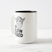 Funny ELF Kerstochtend, Stocking Stuffer Tweekleurige Koffiemok (Voorkant links)
