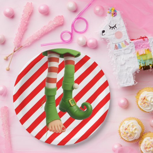 Funny Elf Legs Christmas | North Pole Mischief  Papieren Bordje (Feest)