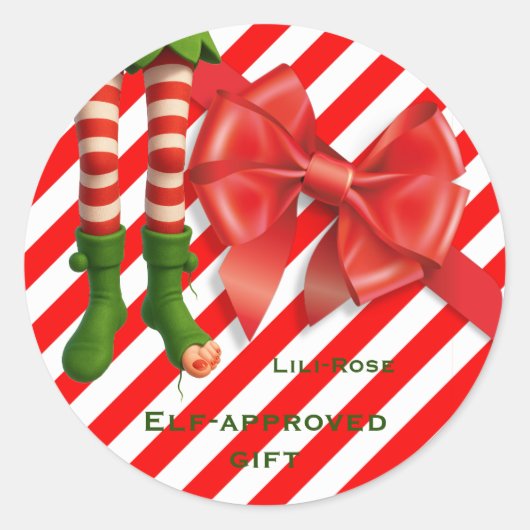 Funny Elf Legs Christmas | North Pole Mischief Ronde Sticker (Voorkant)