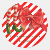 Funny Elf Legs Christmas | North Pole Mischief  Ronde Sticker (Voorkant)