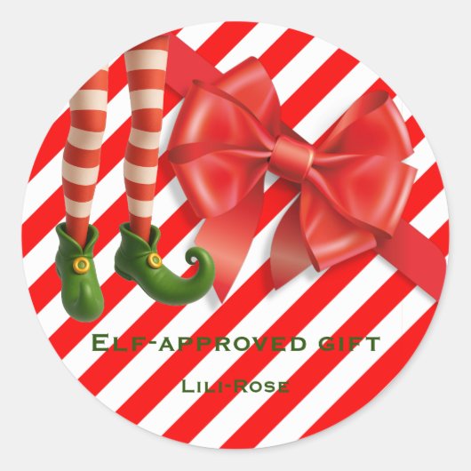 Funny Elf Legs Christmas | North Pole Mischief Ronde Sticker (Voorkant)