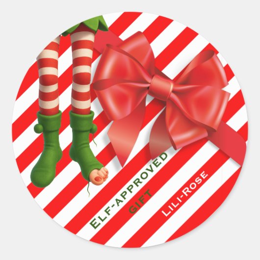 Funny Elf Legs Christmas | North Pole Mischief Ronde Sticker (Voorkant)