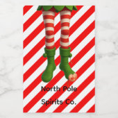 Funny Elf Legs Christmas | North Pole Mischief  Wijn Etiket (Enkel label)