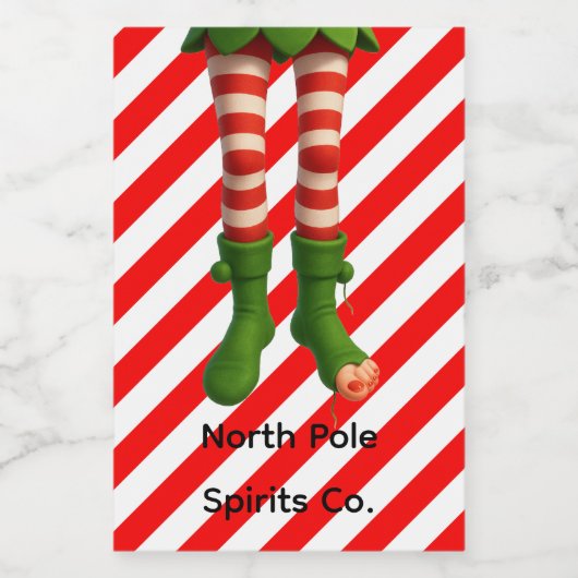 Funny Elf Legs Christmas | North Pole Mischief  Wijn Etiket (Enkel label)