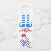 Funny Elf Legs Ho Ho Kerstwijn Flessenhanger (Achterkant)