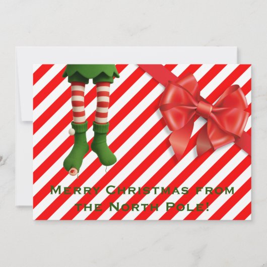 Funny Elf Legs Holiday Card | North Pole Mischief  Feestdagenkaart (Voorkant)