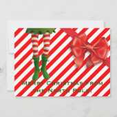 Funny Elf Legs Holiday Card | North Pole Mischief Feestdagenkaart (Voorkant)