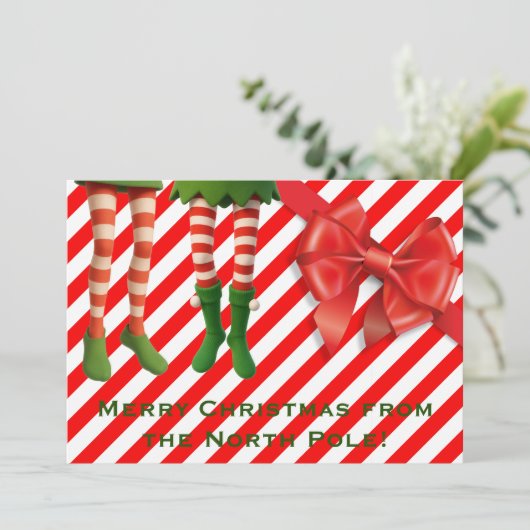 Funny Elf Legs Holiday Card | North Pole Mischief  Feestdagenkaart (Staand voorkant)