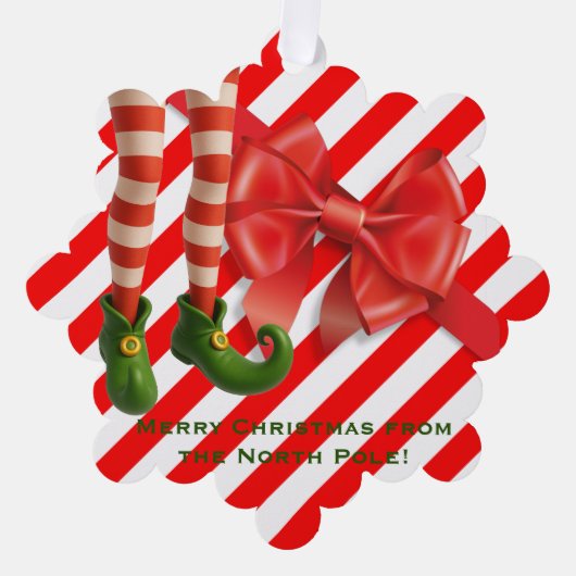 Funny Elf Legs Holiday Card | North Pole Mischief  Ornament Kaart (Voorkant)