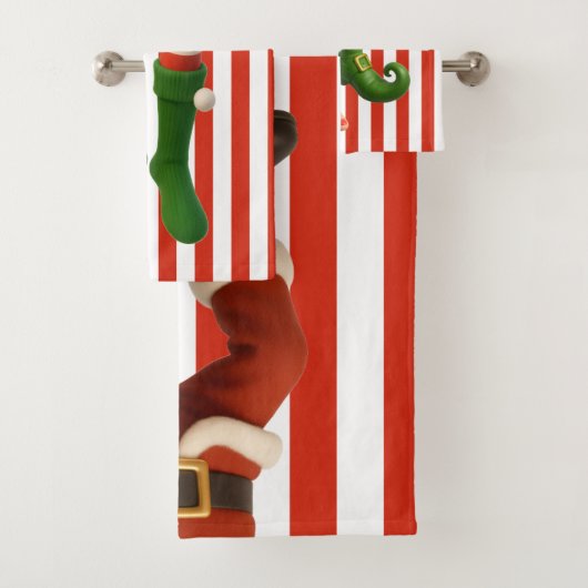 Funny Elf Legs | North Pole Mischief Christmas  Bad Handdoek (Insitu)