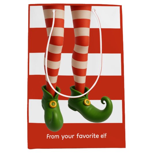 Funny Elf Legs | North Pole Mischief Gift Wrap  Medium Cadeauzakje (Voorkant)