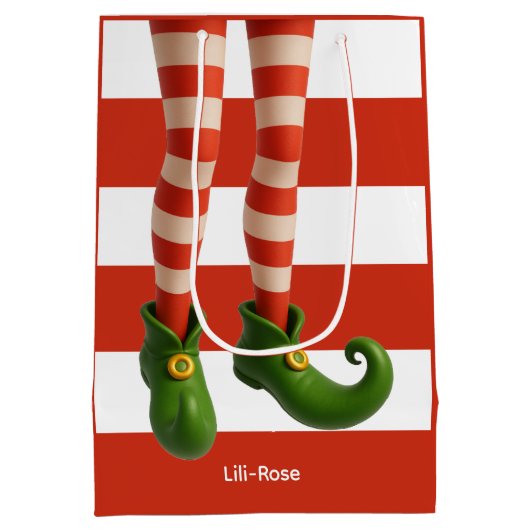 Funny Elf Legs | North Pole Mischief Gift Wrap  Medium Cadeauzakje (Achterkant)