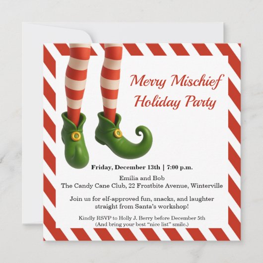 Funny Elf Legs | North Pole Mischief Holiday Invit Save The Date (Voorkant)