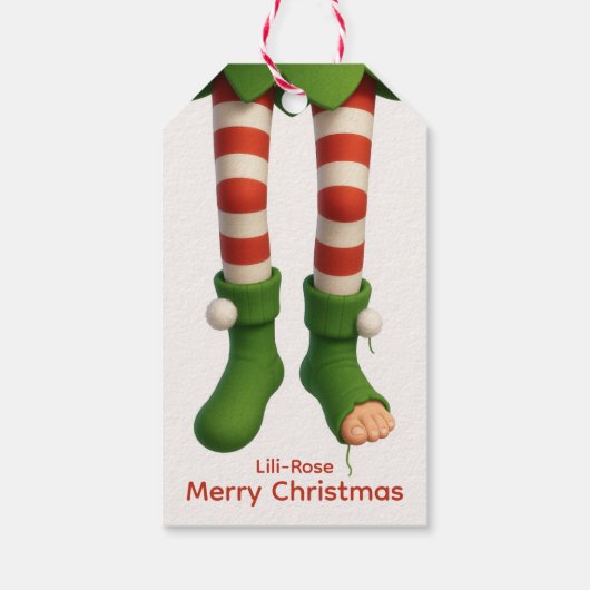 Funny Elf Legs | North Pole Mischief Wrapping Cadeaulabel (Achterkant)