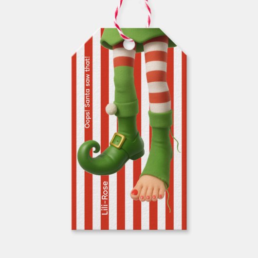 Funny Elf Legs | North Pole Mischief Wrapping Cadeaulabel (Voorkant)
