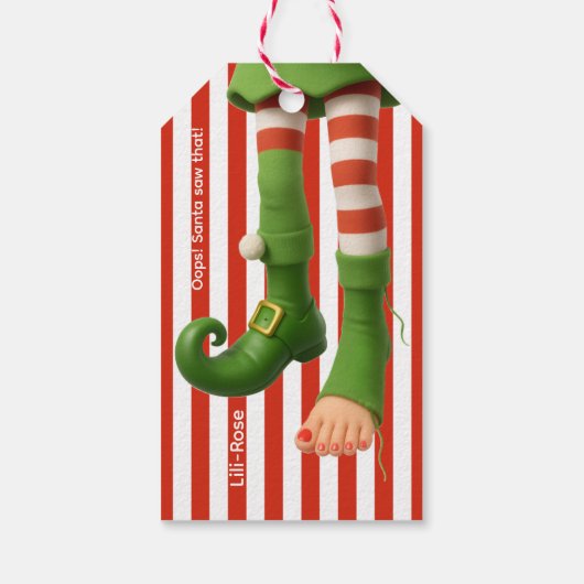 Funny Elf Legs | North Pole Mischief Wrapping Cadeaulabel (Achterkant)