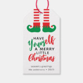 Funny Elf Merry Kerstmis Cadeaulabel (Voorkant)