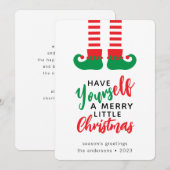 Funny Elf Merry Kerstmis Feestdagenkaart (Voorkant / Achterkant)