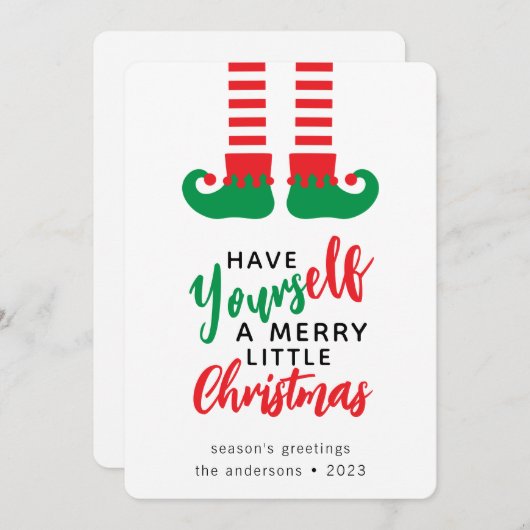 Funny Elf Merry Kerstmis Feestdagenkaart (Voorkant / Achterkant)