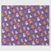 Funny Elf met Snowman Pattern  Kerstmis Cadeaupapier (Vlak)