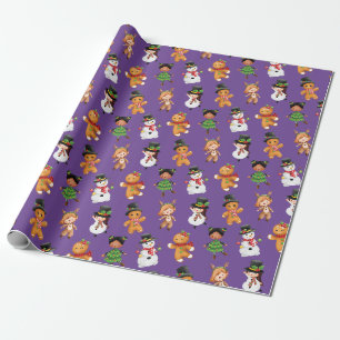 Funny Elf met Snowman Pattern Kerstmis Cadeaupapier