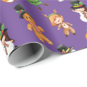 Funny Elf met Snowman Pattern  Kerstmis Cadeaupapier (Rol Hoek)