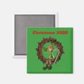 Funny Elf op Wreater Kerstfeestdag Magneet (Voorkant / Achterkant)