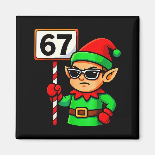 Funny Elf Six Seven 6 7 Meme Christmas Costume 67 Magneet (Voorkant)