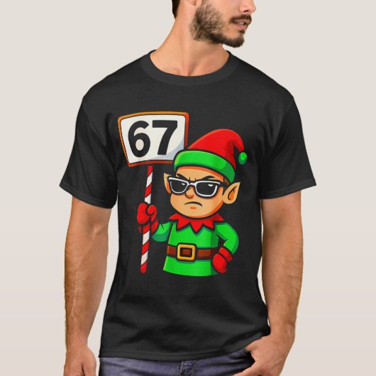 Funny Elf Six Seven 6 7 Meme Christmas Costume 67  T-shirt (Voorkant)