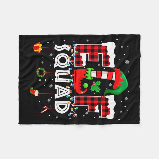 Funny Elf Squad Christmas Family Matching Pajamas  Fleece Deken (Voorkant (Horizontaal))