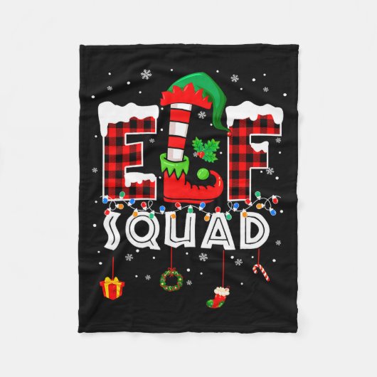 Funny Elf Squad Christmas Family Matching Pajamas Fleece Deken (Voorkant)