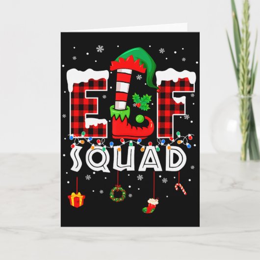 Funny Elf Squad Christmas Family Matching Pajamas  Kaart (Voorkant)