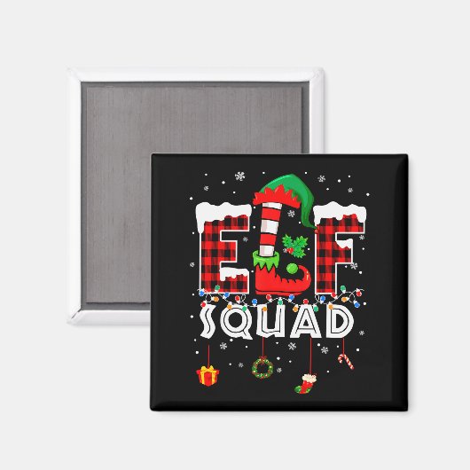 Funny Elf Squad Christmas Family Matching Pajamas  Magneet (Voorkant / Achterkant)