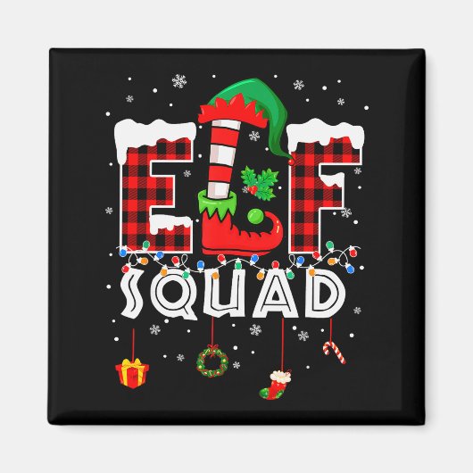 Funny Elf Squad Christmas Family Matching Pajamas  Magneet (Voorkant)