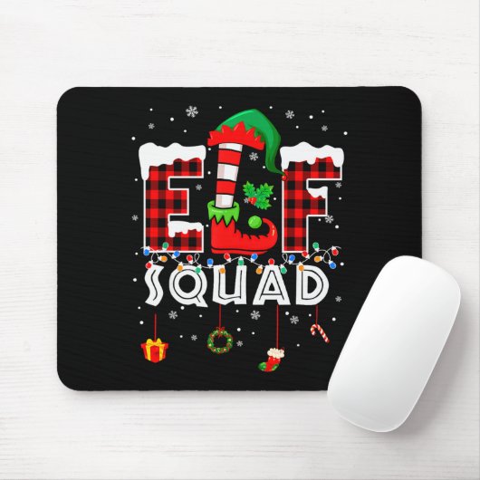 Funny Elf Squad Christmas Family Matching Pajamas Muismat (Met muis)