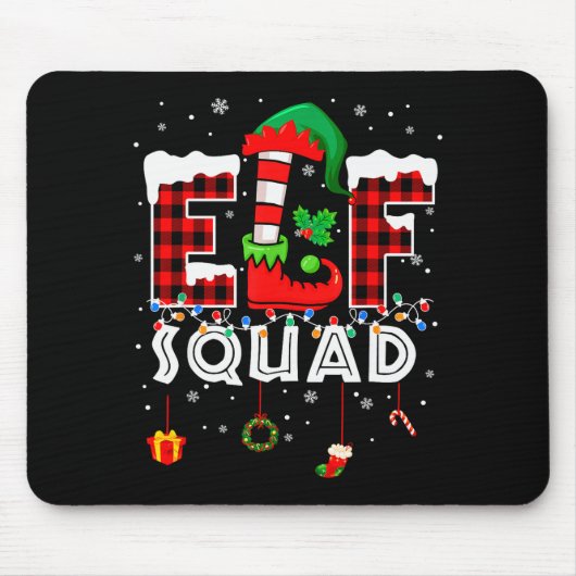 Funny Elf Squad Christmas Family Matching Pajamas Muismat (Voorkant)