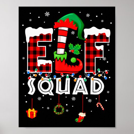 Funny Elf Squad Christmas Family Matching Pajamas Poster (Voorkant)