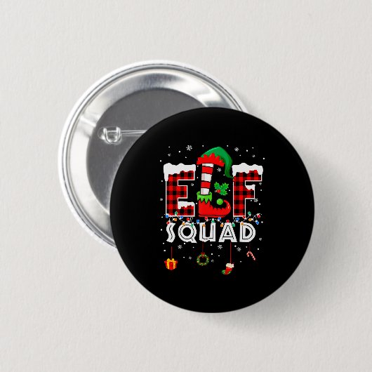 Funny Elf Squad Christmas Family Matching Pajamas Ronde Button 5,7 Cm (Voorkant /achterkant)