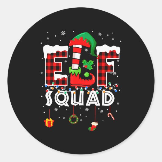 Funny Elf Squad Christmas Family Matching Pajamas  Ronde Sticker (Voorkant)