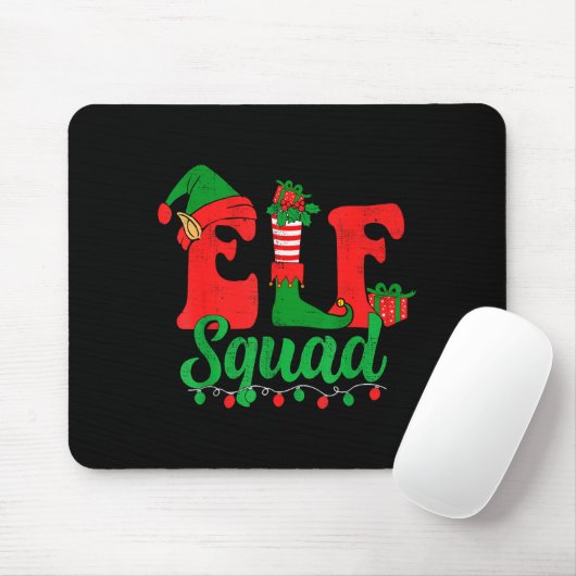 Funny Elf Squad Santa Hat Family Matching Christma Muismat (Met muis)
