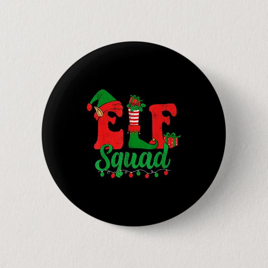 Funny Elf Squad Santa Hat Family Matching Christma Ronde Button 5,7 Cm (Voorkant)