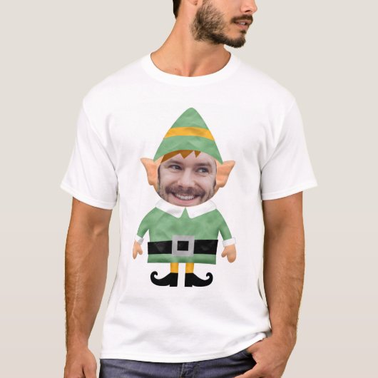 Funny elf voeg foto's toe, aangepast sjabloon Kers T-shirt (Voorkant)