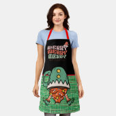  Funny Elf Zwart en groen jute Schort (Gedragen)