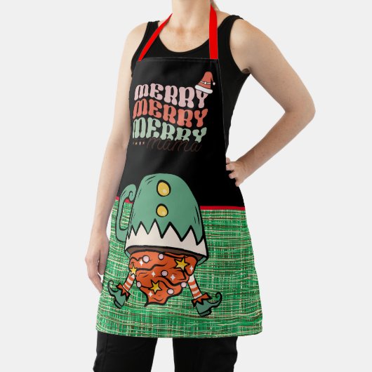  Funny Elf Zwart en groen jute Schort (Insitu)