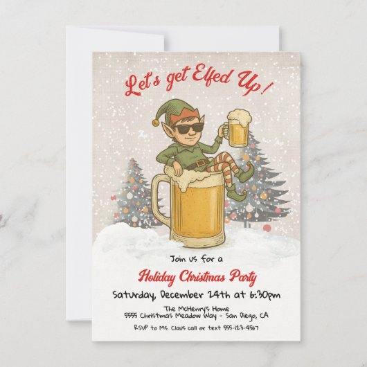 Funny Elfed Up Beer Holiday Christmas Party Kaart (Voorkant)