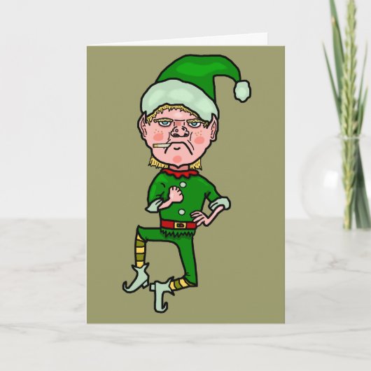 Funny Elfin Kerstmis Feestdagen Kaart (Voorkant)