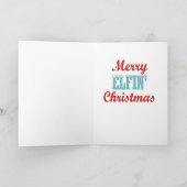 Funny Elfin Kerstmis Feestdagen Kaart (Binnen)