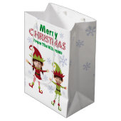 Funny Elves Aangepaste Kinder Foto's Vrolijk Kerst Medium Cadeauzakje (Voorkant Gekanteld)