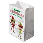 Funny Elves Aangepaste Kinder Foto's Vrolijk Kerst Medium Cadeauzakje (Achterkant Gekanteld)