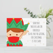 Funny Elves over Furlough Happy Christmask Covid Feestdagenkaart (Staand voorkant)